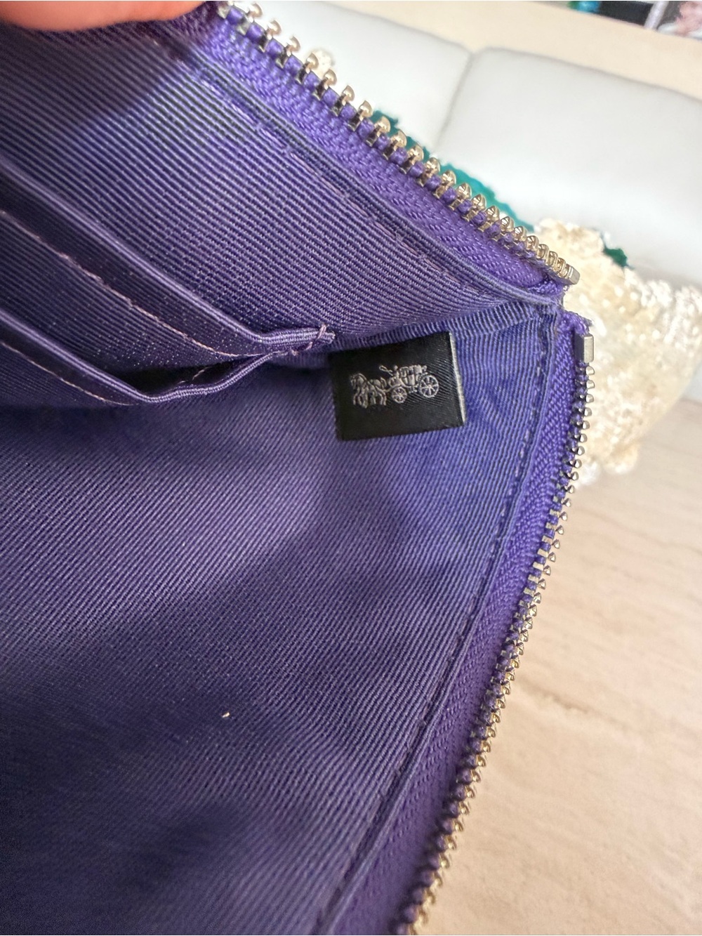 Coach Deep Purple Leather Wristlet - Picture 4 of 6